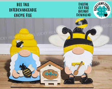 Load image into Gallery viewer, Bee Standing Tall Gnome Interchangeable File SVG, (add on-gnomes sold separately) Glowforge, Beach, LuckyHeartDesignsCo
