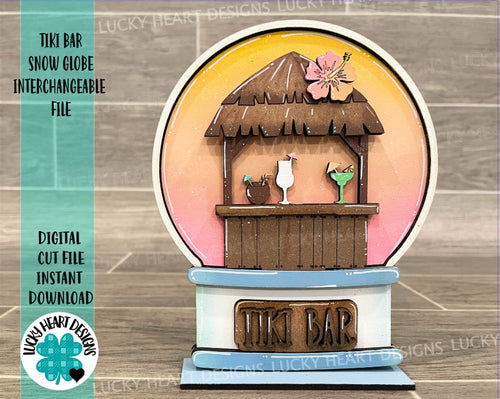 Tiki Bar Snow Globe Interchangeable File SVG, Glowforge, Summer Beach Tiered Tray LuckyHeartDesignsCo