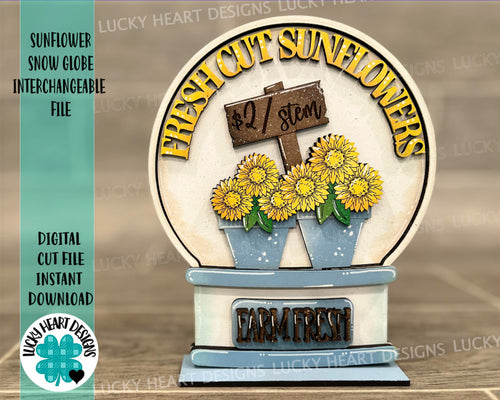 Sunflower Snow Globe Interchangeable File SVG, Glowforge Fall, Tiered Tray LuckyHeartDesignsCo