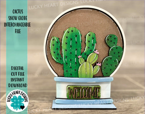 Cactus Snow Globe Interchangeable File SVG, Glowforge, Desert Tiered Tray LuckyHeartDesignsCo