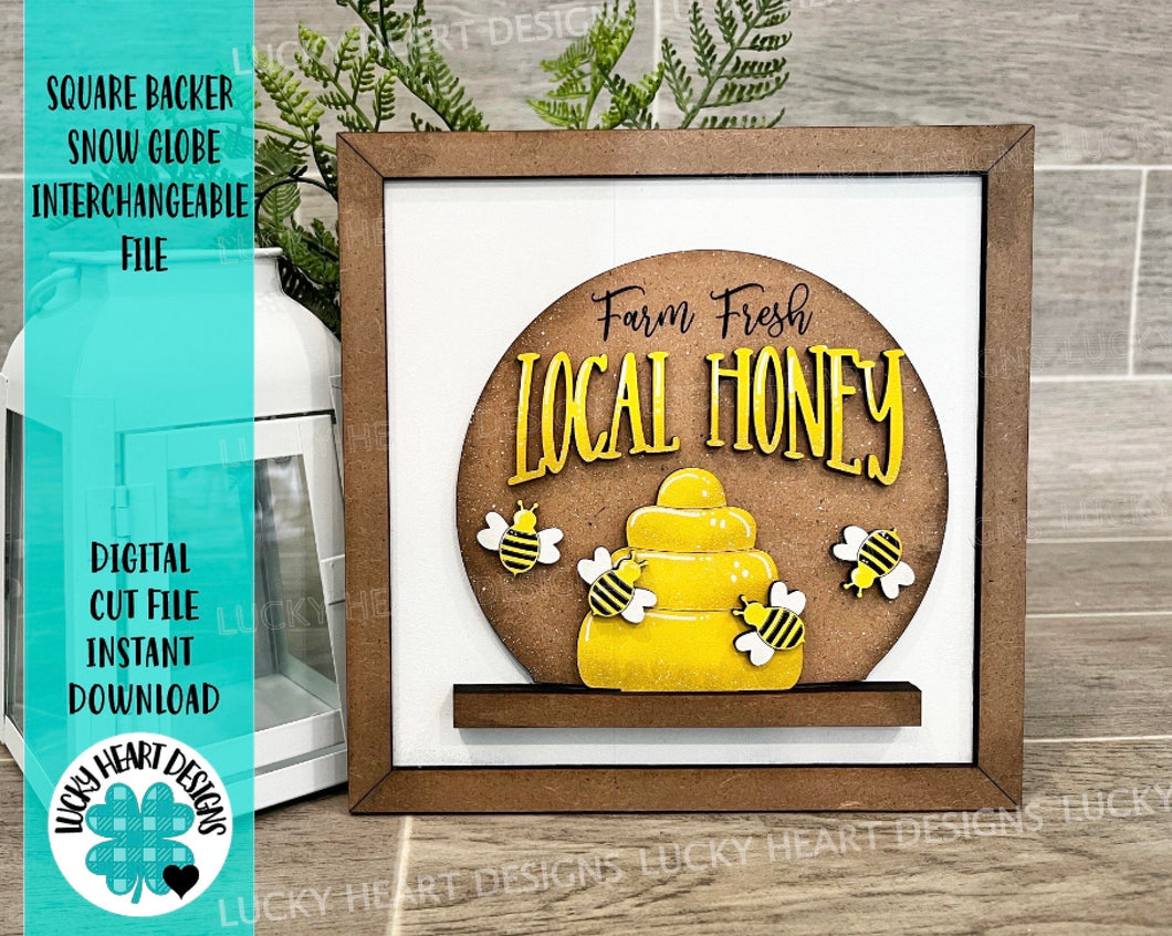 Square Backer Snow Globe Interchangeable File SVG, Glowforge, Seasonal sign, LuckyHeartDesignsCo