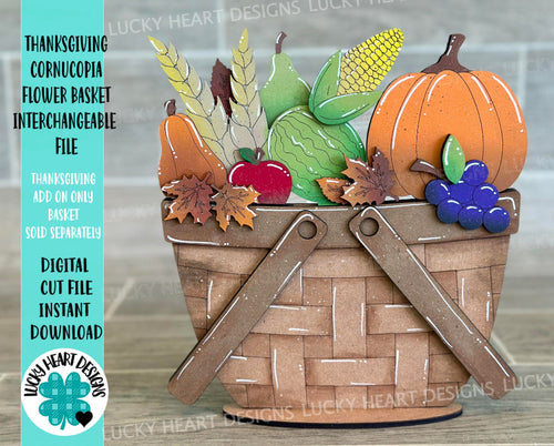 Thanksgiving Cornucopia For The Flower Basket Interchangeable File SVG, Fall Tiered Tray, Glowforge, LuckyHeartDesignsCo