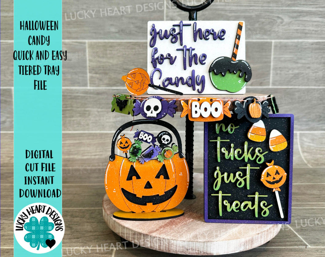 Halloween Candy Quick and Easy Tiered Tray File SVG, Glowforge Tier Tray, LuckyHeartDesignsCO
