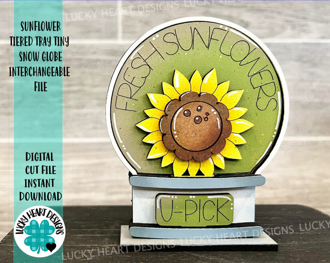 Sunflower Tiered Tray TINY Snow Globe Interchangeable File SVG, Glowforge, Fall Seasonal Shapes, Holiday, Tiered Tray LuckyHeartDesignsCo