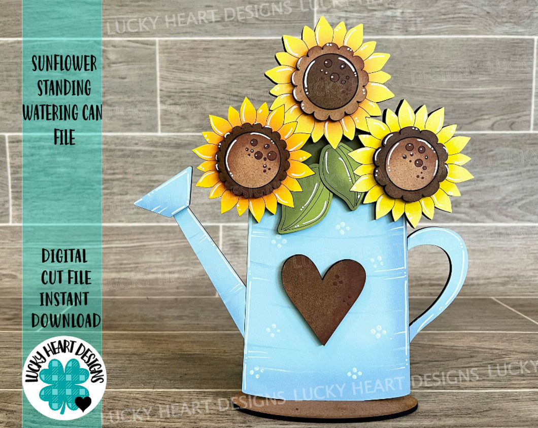 Sunflower Stranding Watering Can File SVG, Flower, Floral, Summer, Fall Tiered Tray, Glowforge, LuckyHeartDesignsCo