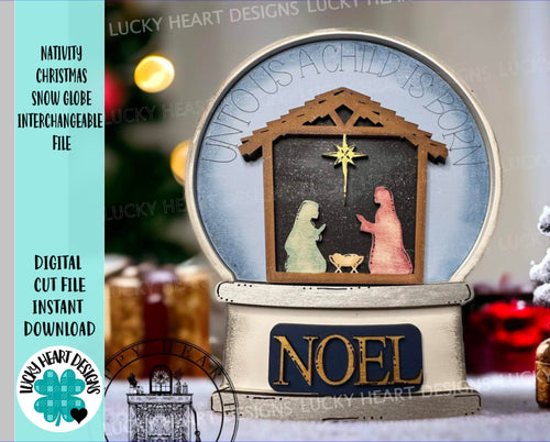 Nativity Christmas Snow Globe Interchangeable File SVG, Glowforge, Tiered Tray LuckyHeartDesignsCo