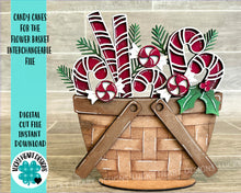 Load image into Gallery viewer, Candy Canes For The Flower Basket Interchangeable File SVG, Holiday, Christmas Tiered Tray, Glowforge, LuckyHeartDesignsCo

