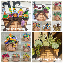 Load image into Gallery viewer, Flower Basket Interchangeable Sandwich Board File SVG, Flower, Floral, Tiered Tray, Glowforge, LuckyHeartDesignsCo

