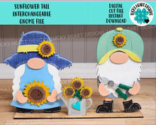 Load image into Gallery viewer, Sunflower Standing Tall Gnome Interchangeable File SVG,Fall Summer, (add on-gnomes sold separately)Glowforge, LuckyHeartDesignsCo
