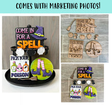 Load image into Gallery viewer, Witch Halloween Quick and Easy Tiered Tray File SVG, Glowforge Tier Tray, LuckyHeartDesignsCO
