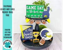 Load image into Gallery viewer, Football Quick and Easy Tiered Tray File SVG, Tier Tray Decor, Glowforge, Sports, LuckyHeartDesignCo
