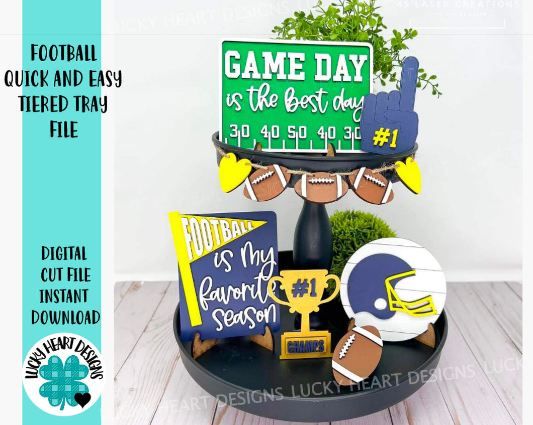 Football Quick and Easy Tiered Tray File SVG, Tier Tray Decor, Glowforge, Sports, LuckyHeartDesignCo