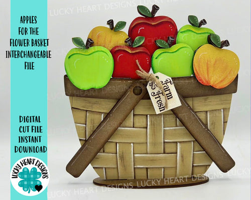 Apples For The Flower Basket Interchangeable File SVG, Fall Tiered Tray, Glowforge, LuckyHeartDesignsCo