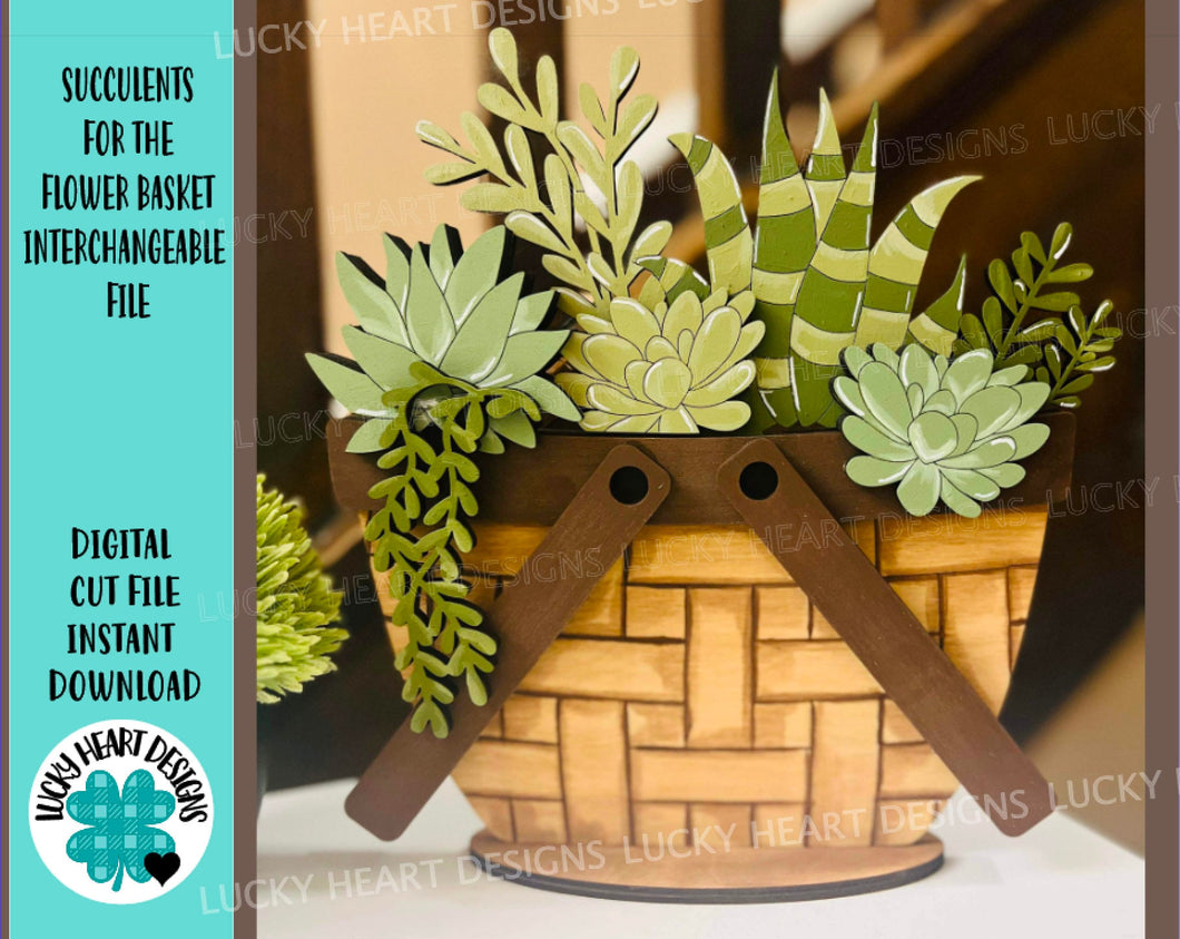 Succulents For The Flower Basket Interchangeable File SVG, Halloween, Cactus, Plant Tiered Tray, Glowforge, LuckyHeartDesignsCo