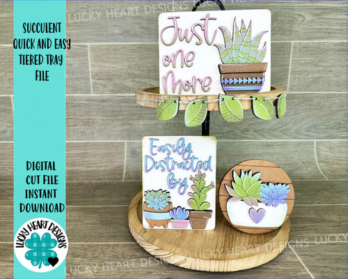 Succulent Quick and Easy Tiered Tray File SVG, Glowforge Garden, plants Tier Tray, LuckyHeartDesignsCo