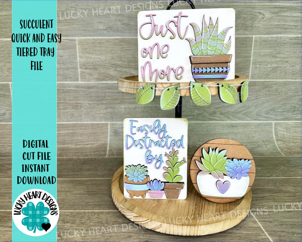 Succulent Quick and Easy Tiered Tray File SVG, Glowforge Garden, plants Tier Tray, LuckyHeartDesignsCo