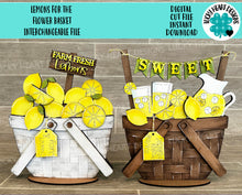 Load image into Gallery viewer, Lemons For The Flower Basket Interchangeable File SVG, Lemonade, Fruit, Summer, Tiered Tray, Glowforge, LuckyHeartDesignsCo
