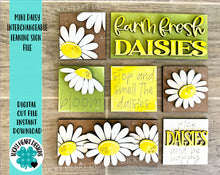 Load image into Gallery viewer, MINI Daisy Interchangeable Leaning Sign File SVG, Spring, Summer, Flower, Tiered Tray Glowforge, LuckyHeartDesignsCo
