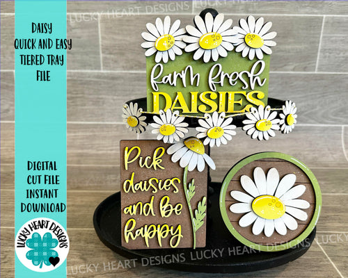 Daisy Quick And Easy Tiered Tray File SVG, Spring, Flower, Summer, Tier Tray, LuckyHeartDesignsCo