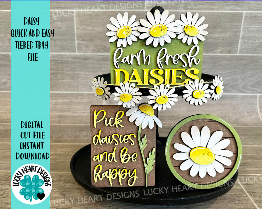 Daisy Quick And Easy Tiered Tray File SVG, Spring, Flower, Summer, Tier Tray, LuckyHeartDesignsCo