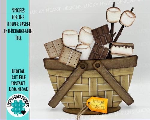 S'mores For The Flower Basket Interchangeable File SVG, Camping, Summer, Fall Tiered Tray, Glowforge, LuckyHeartDesignsCo