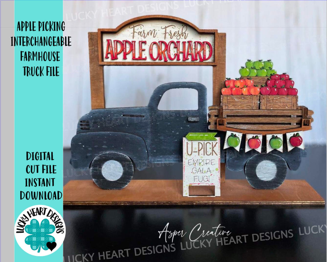 Apple Picking add on Interchangeable Farmhouse Truck File SVG, Glowforge, LuckyHeartDesignsCo