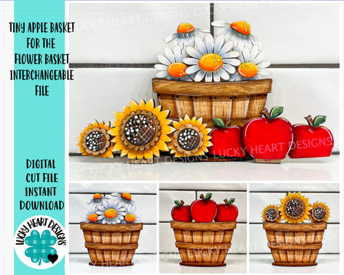 TINY Apple Basket for the Flower Basket Interchangeable File SVG, Holiday, Daisy, Sunflower Tiered Tray, Glowforge, LuckyHeartDesignsCo