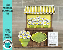 Load image into Gallery viewer, Daisy Market Stand Interchangeable File SVG, Glowforge, Spring, Summer, Flower, LuckyHeartDesignsCo
