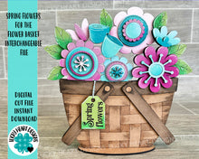 Load image into Gallery viewer, Spring Flowers For The Flower Basket Interchangeable File SVG, Floral, Tiered Tray, Glowforge, LuckyHeartDesignsCo
