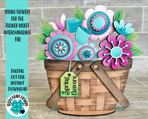 Spring Flowers For The Flower Basket Interchangeable File SVG, Floral, Tiered Tray, Glowforge, LuckyHeartDesignsCo