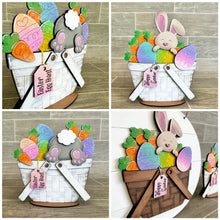 Load image into Gallery viewer, Easter Bunny For The Flower Basket Interchangeable File SVG, Easter Egg, Carrots, Bunny Butt, Tiered Tray, Glowforge, LuckyHeartDesignsCo
