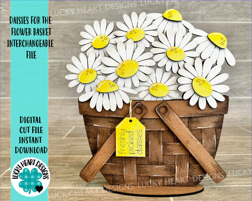 Daisies For The Flower Basket Interchangeable File SVG, Floral, Flowers, Spring Tiered Tray, Glowforge, LuckyHeartDesignsCo