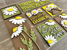 Load image into Gallery viewer, Daisy Flower Interchangeable Leaning Sign File SVG, Spring, Summer, Tiered Tray Glowforge, LuckyHeartDesignsCo
