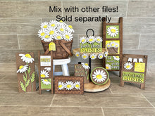 Load image into Gallery viewer, MINI Daisy Interchangeable Leaning Sign File SVG, Spring, Summer, Flower, Tiered Tray Glowforge, LuckyHeartDesignsCo
