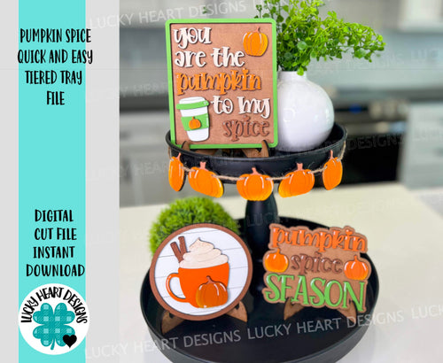 Pumpkin Spice Quick and Easy Tiered Tray File SVG, Glowforge Tier Tray, LuckyHeartDesignsCo