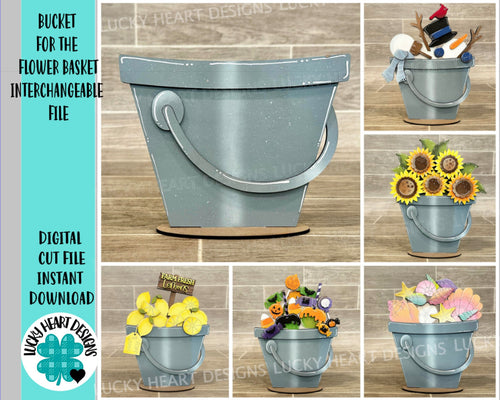 Bucket for the Flower Basket Interchangeable File SVG, Vase, Flower, Floral, Summer, Fall Tiered Tray, Glowforge, LuckyHeartDesignsCo