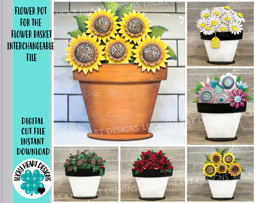 Flower Pot for the Flower Basket Interchangeable File SVG, Vase, Flower, Floral, Summer, Fall Tiered Tray, Glowforge, LuckyHeartDesignsCo
