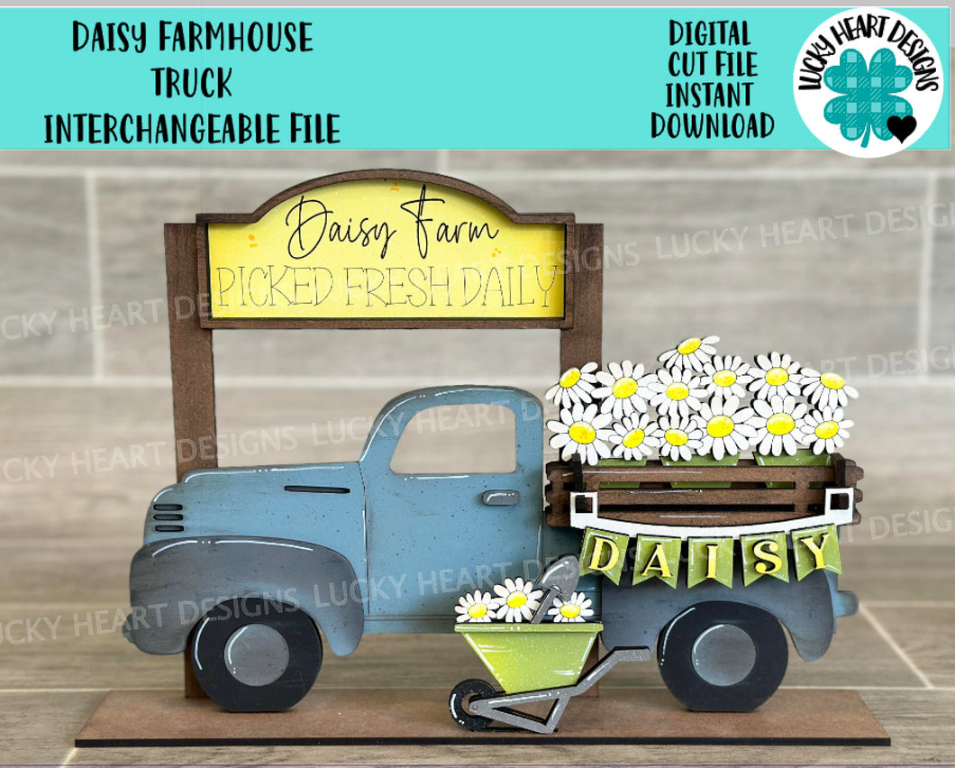 Daisy add on Farmhouse Truck Interchangeable File SVG, Spring, Flower, Summer, LuckyHeartDesignsCo
