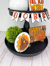 Load image into Gallery viewer, Turkey Quick and Easy Tiered Tray File SVG, Glowforge Thanksgiving, Pilgrim, Tier Tray, LuckyHeartDesignsCo
