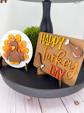 Load image into Gallery viewer, Turkey Quick and Easy Tiered Tray File SVG, Glowforge Thanksgiving, Pilgrim, Tier Tray, LuckyHeartDesignsCo
