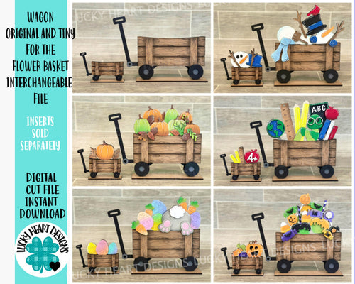 Wagon (Original and TINY) For The Flower Basket Interchangeable File SVG, Vase, Flower, Floral, Tiered Tray, Glowforge, LuckyHeartDesignsCo