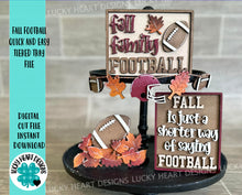 Load image into Gallery viewer, Fall Football Quick and Easy Tiered Tray File SVG, Glowforge Laser, Fall Tiered Tray, Leaves, Pumpkin, LuckyHeartDesignsCo
