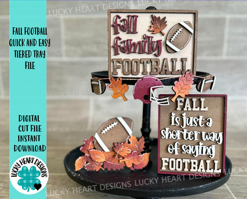 Fall Football Quick and Easy Tiered Tray File SVG, Glowforge Laser, Fall Tiered Tray, Leaves, Pumpkin, LuckyHeartDesignsCo