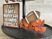 Load image into Gallery viewer, Fall Football Quick and Easy Tiered Tray File SVG, Glowforge Laser, Fall Tiered Tray, Leaves, Pumpkin, LuckyHeartDesignsCo
