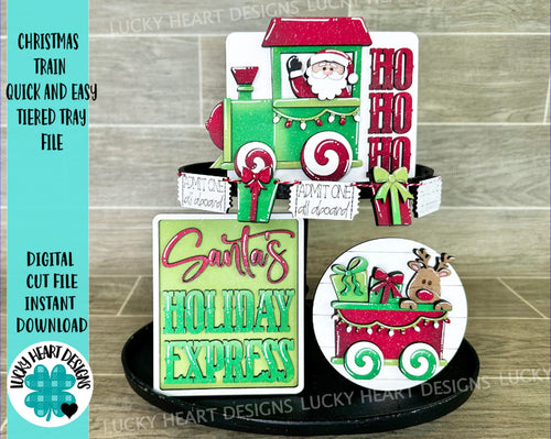 Christmas Train Quick and Easy Tiered Tray File SVG, Glowforge Candy, Gingerbread, Tier Tray, LuckyHeartDesignsCO