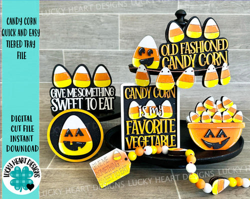 Candy Corn Quick and Easy Tiered Tray File SVG, Glowforge Tier Tray, Halloween, LuckyHeartDesignsCO