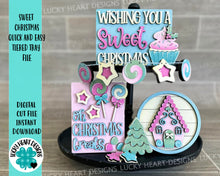 Load image into Gallery viewer, Sweet Christmas Quick and Easy Tiered Tray File SVG, Glowforge Candy, Gingerbread, Tier Tray, LuckyHeartDesignsCO
