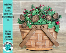 Load image into Gallery viewer, Christmas Greens For The Flower Basket Interchangeable File SVG, Holiday, Christmas Tiered Tray, Glowforge, LuckyHeartDesignsCo
