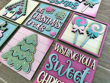 Load image into Gallery viewer, Sweet Christmas Interchangeable Leaning Sign File SVG, Gingerbread, Candy, Glowforge Christmas, LuckyHeartDesignsCO
