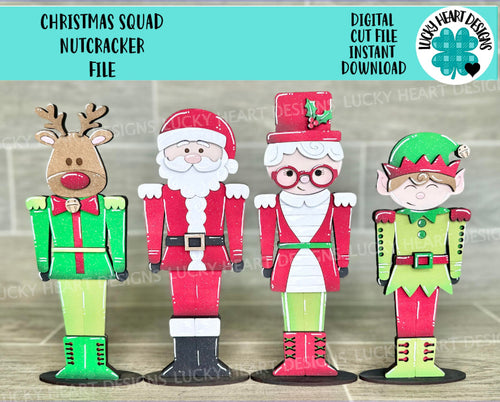 Christmas Squad Nutcracker File SVG, Countdown, Tiered Tray, Glowforge Santa, Rudolph, Elf, Holiday, LuckyHeartDesignsCo